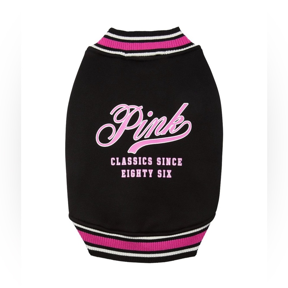 PINK Black and Pink Varsity Style Dog Jacket NWT Size Small